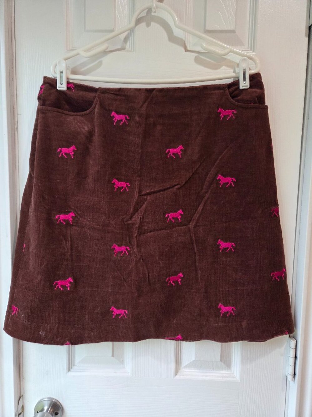 Vintage Lilly Pulitzer Corduroy Horses Embroidered Skirt Women's Size 14